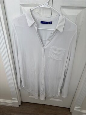 Apt. 9 White Long-Sleeve Button Front Shirt with Pocket